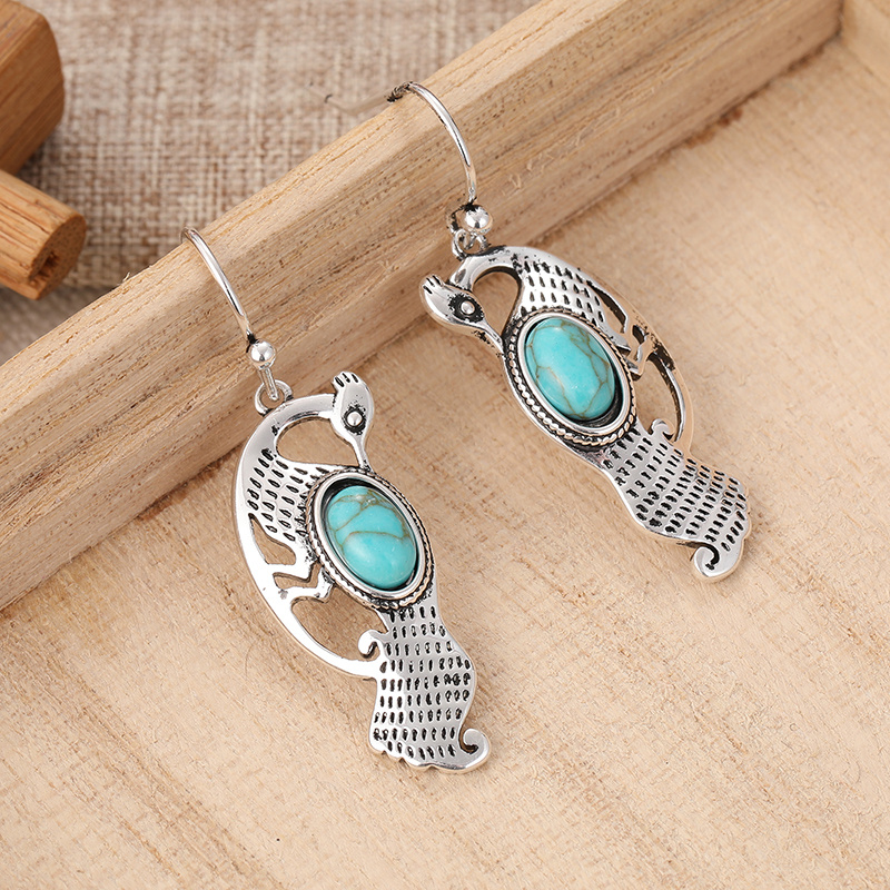 Vintage Hollowed Out Peacock Ear Hook Earrings